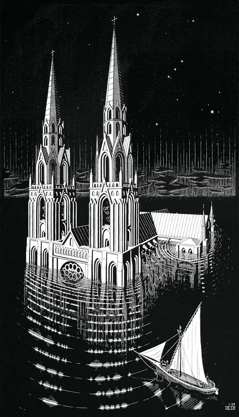 maurits-cornelis-escher-the-drowned-cathedral