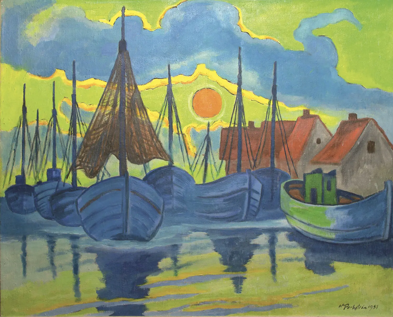 Max Pechstein, 1951: Sera nel porto di Leba