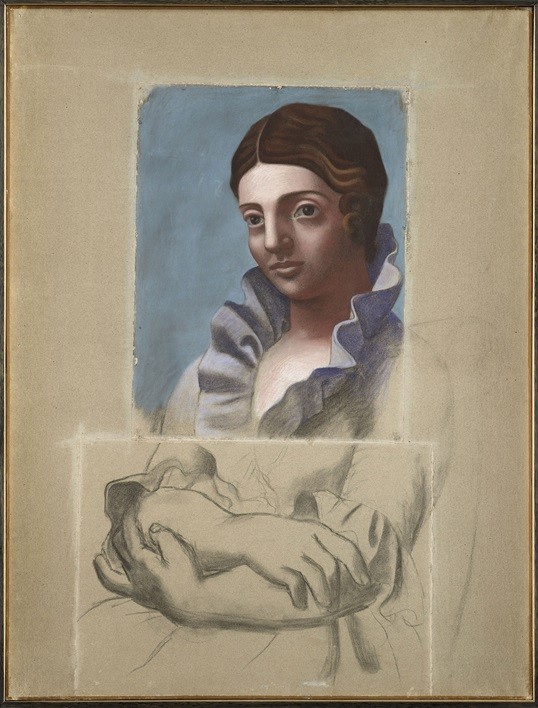 Pablo-Picasso-Portrait-of-Olga-1921-exhibited-at-the-exhibition-Matisse-Picasso-Modigliani-Mirò
